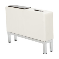 OSP Home Furnishings WST51P-W32 Wallstreet White Faux Leather Center Console with Charging Station